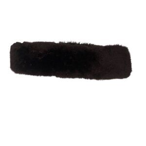 saks fifth avenue brown real lamb fur head band neck warmer velcro